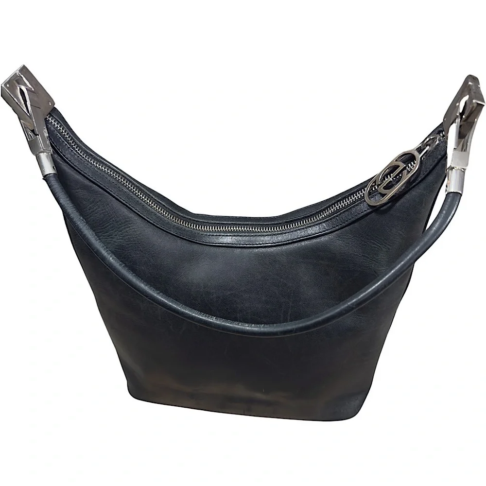 GUCCI 1997 TOM FORD ERA Smooth Black Calfskin‎ Leather Hobo 3814 w/ GG DustBag - Picture 6 of 13